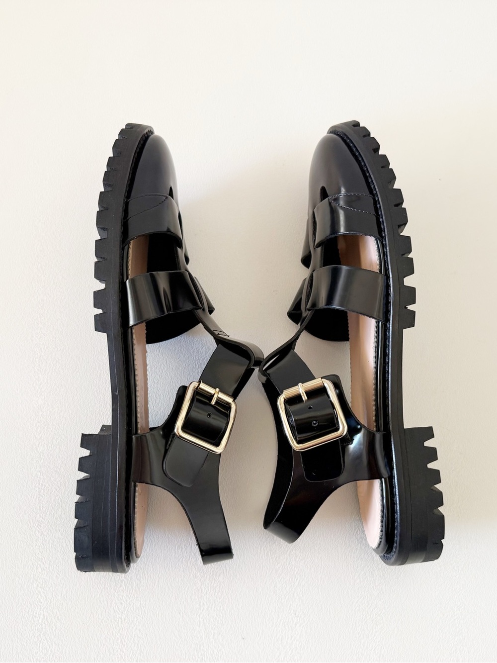 J. Crew Shoes Sandals Fisherman Lacquer leather Buckle Cutout Lug Sole 90’s - Picture 11 of 16
